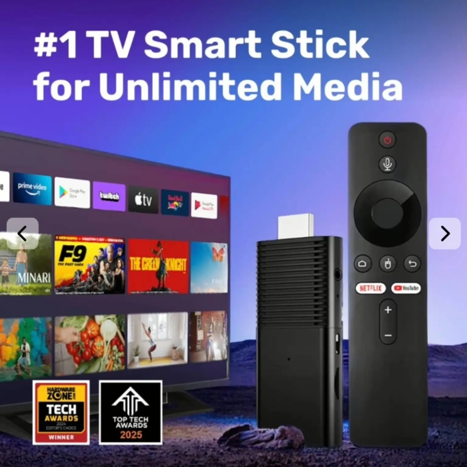 TV Smart Stick with remote and television display